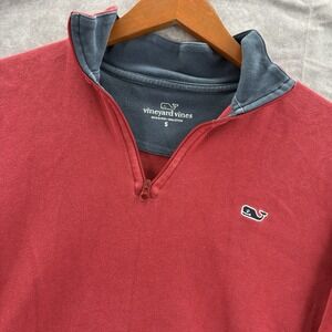 Vineyard Vines Sweater Mens S Red Pullover Quarter Zip